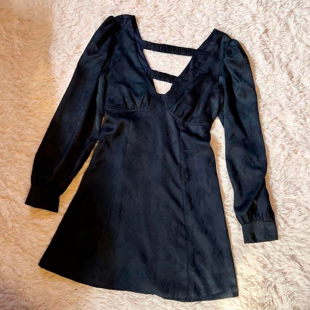 Crystal Doll Black Floral Sultry Sexy Open Back‎ Whimsygoth Dark Academia Dress